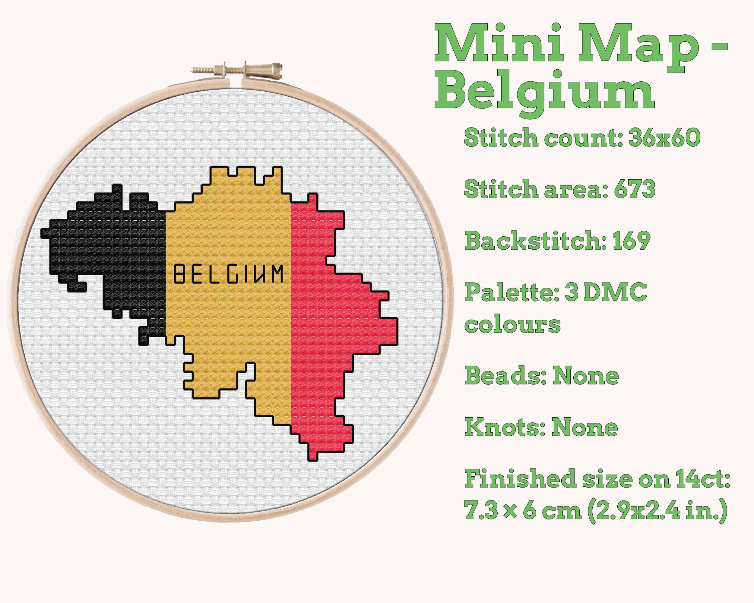 Belgium Cross Stitch Pattern: Tiny Flag Map Secondary image