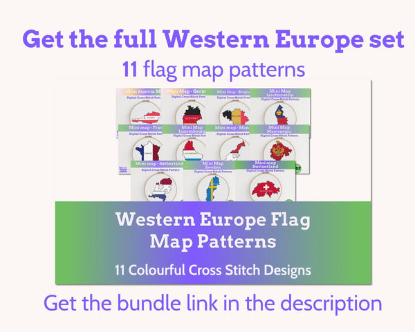 Belgium Cross Stitch Pattern: Tiny Flag Map