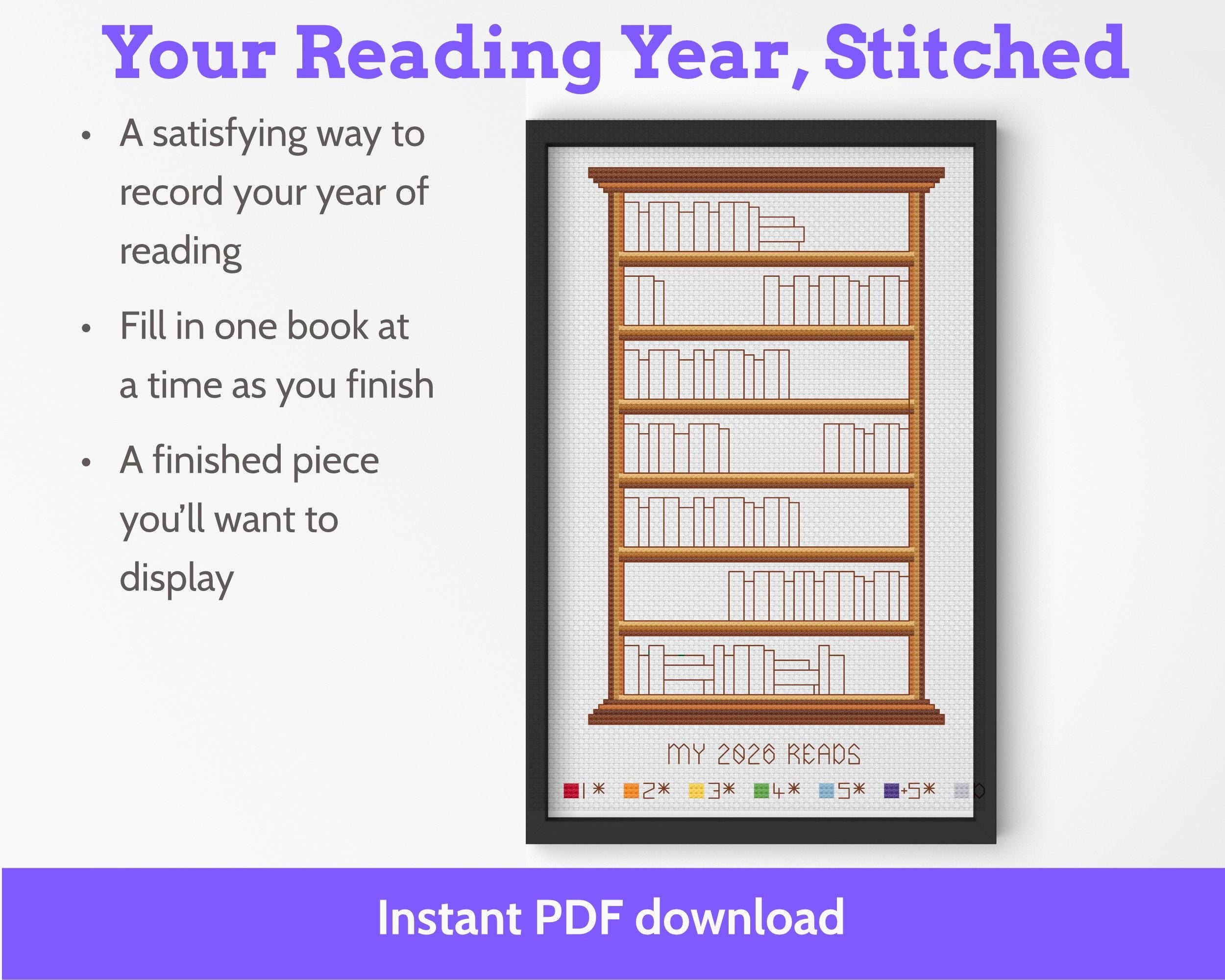 Cross Stitch Bookshelf Reading Tracker 100 Books Pattern Secondary image