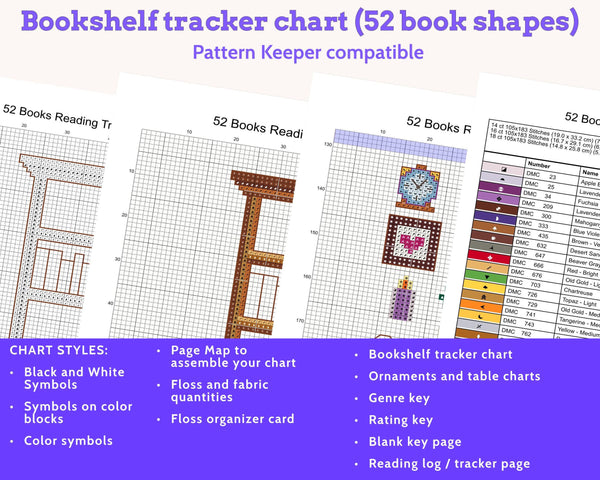 Cross Stitch Reading Tracker Pattern, 52 Books PDF