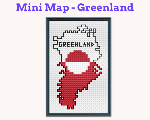 Greenland Cross Stitch Pattern: Mini Flag Map