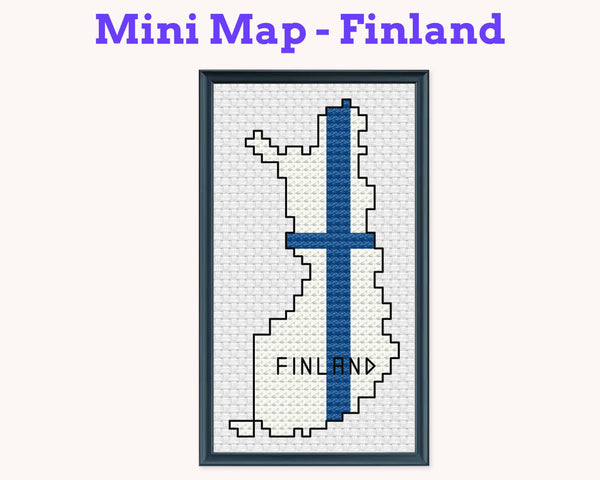 Finland Cross Stitch Pattern: Tiny Flag Map