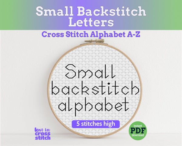 Small Backstitch Alphabet Cross Stitch Pattern