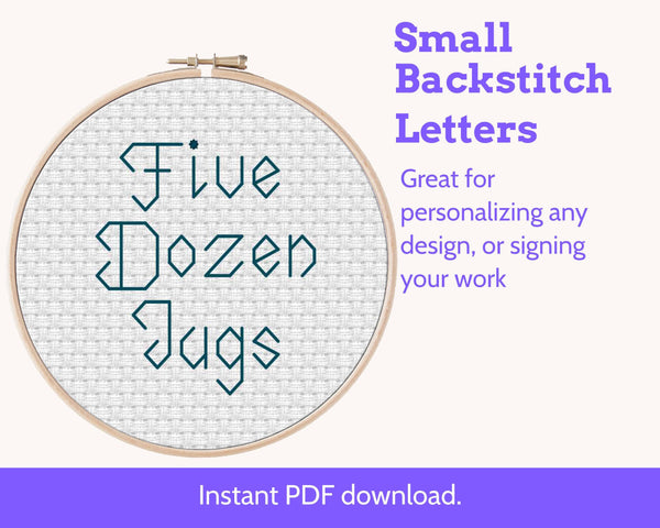 Small Backstitch Alphabet Cross Stitch Pattern