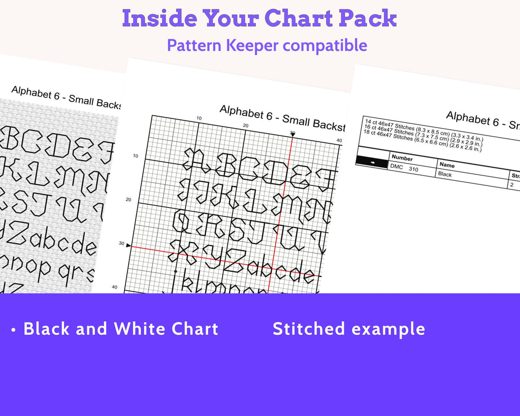 Small Backstitch Alphabet Cross Stitch Pattern