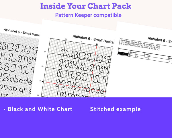 Small Backstitch Alphabet Cross Stitch Pattern