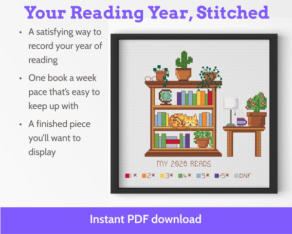 Cross Stitch Reading Tracker Pattern, 26 Books PDF