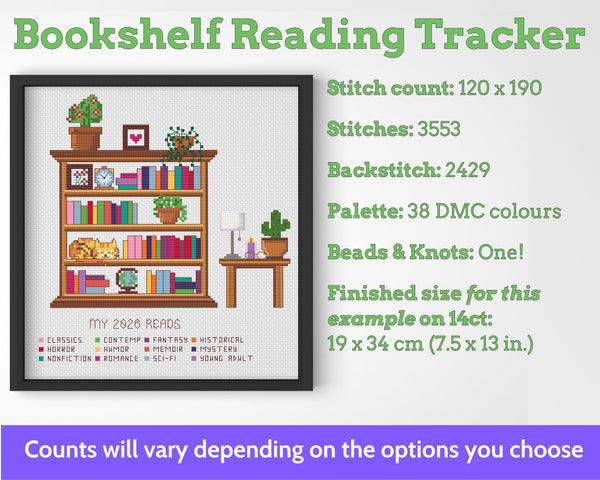 Cross Stitch Reading Tracker Pattern, 26 Books PDF