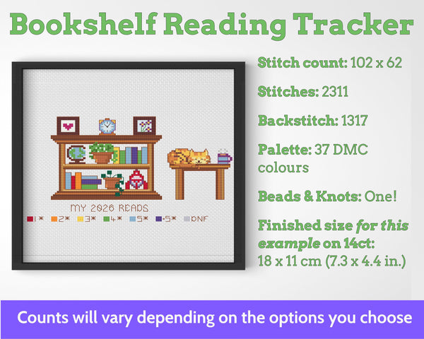 Cross Stitch Reading Tracker Pattern, 12 Books PDF