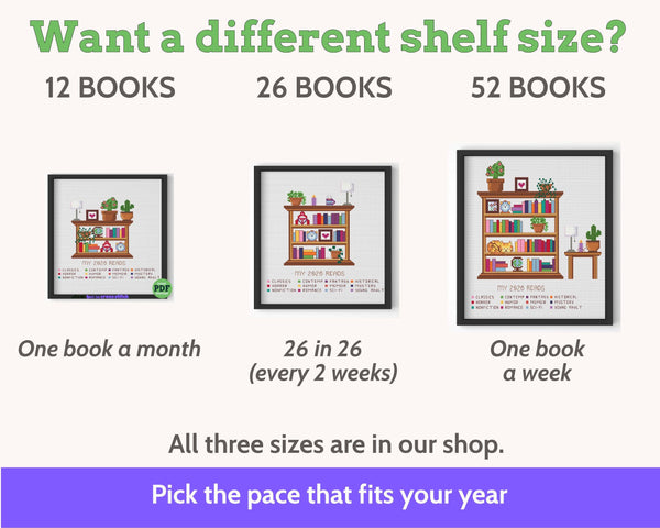 Cross Stitch Bookshelf Reading Tracker 100 Books Pattern