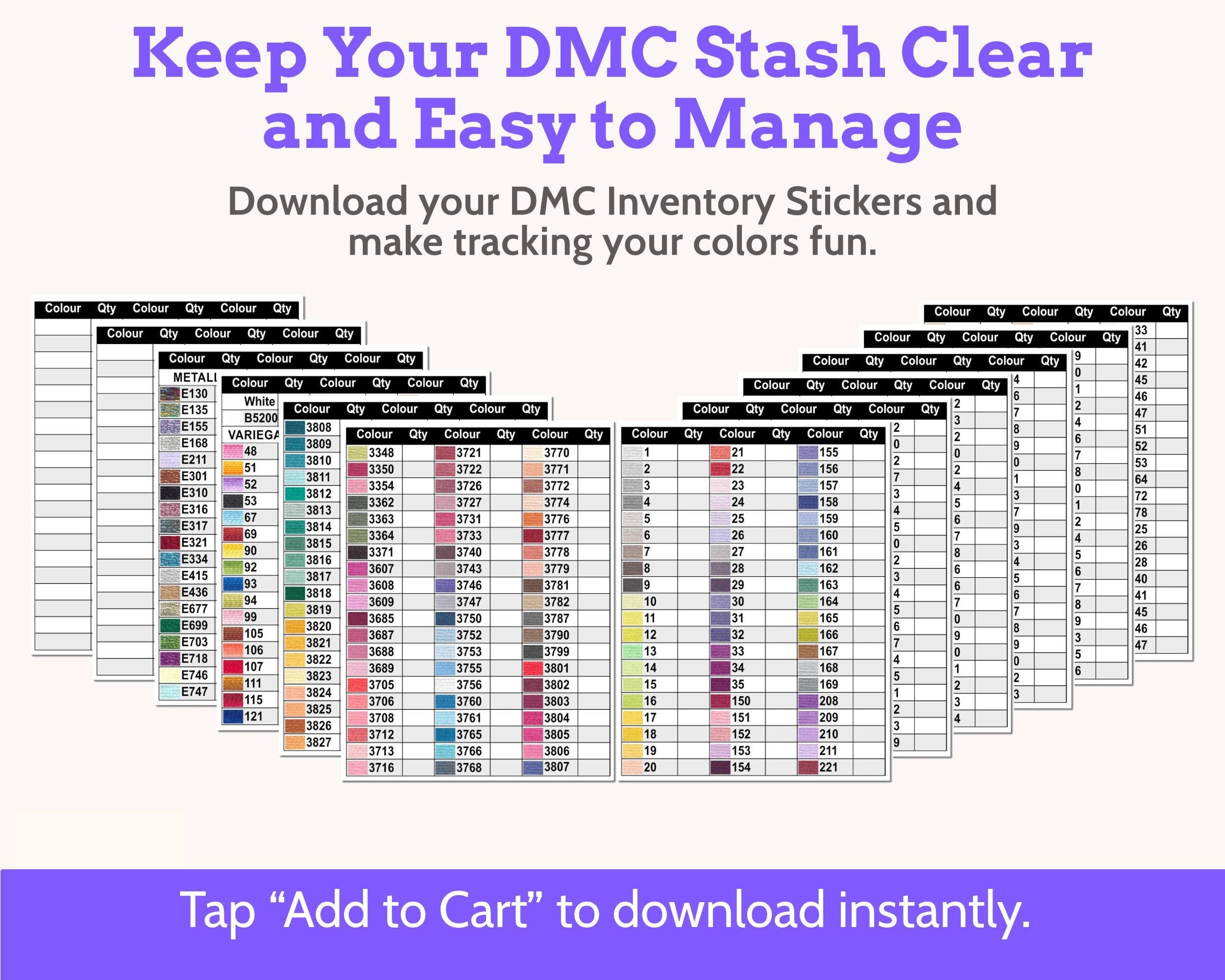 Cross Stitch DMC Floss Tracker Planner Stickers PDF