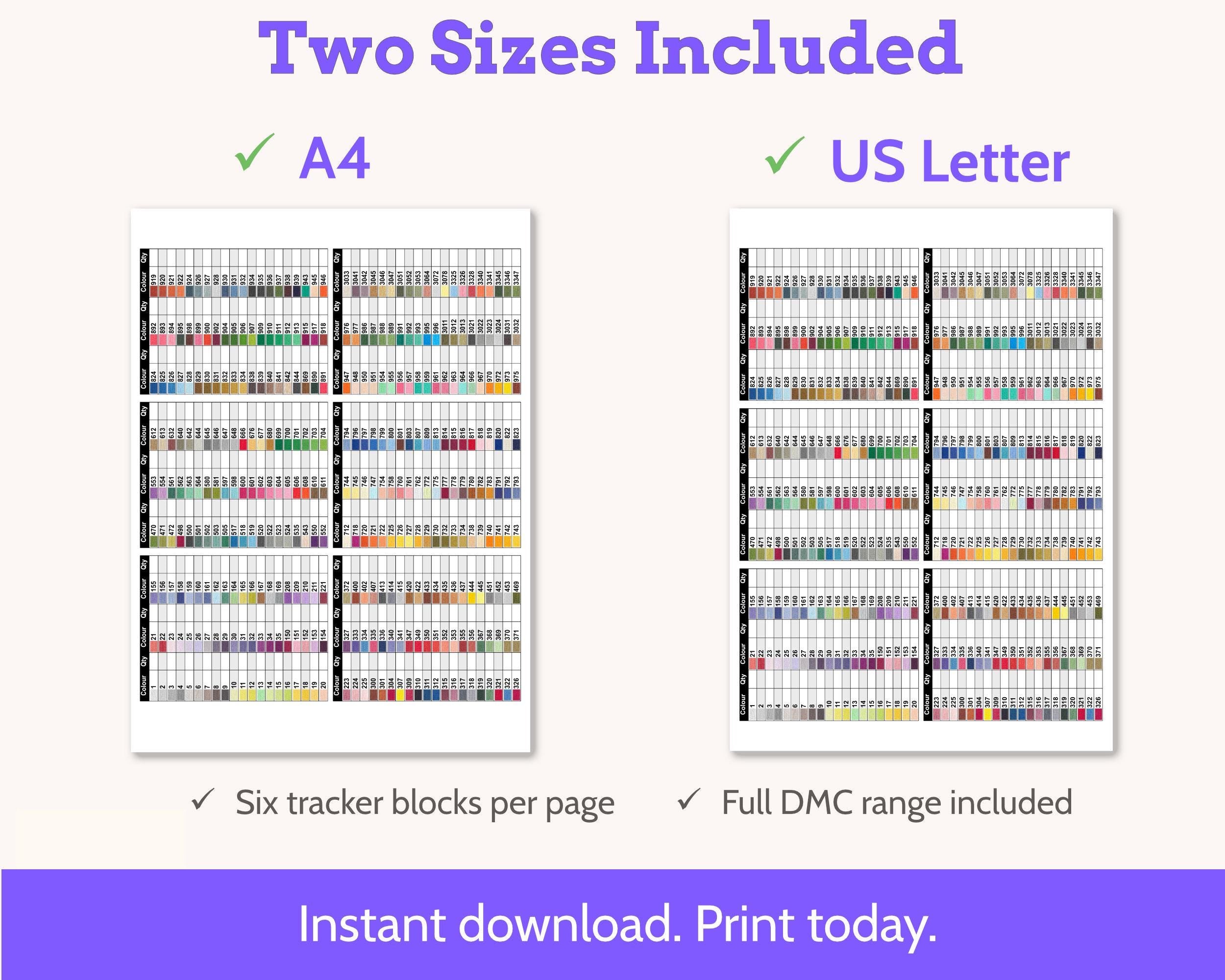 Cross Stitch DMC Floss Tracker Planner Stickers PDF