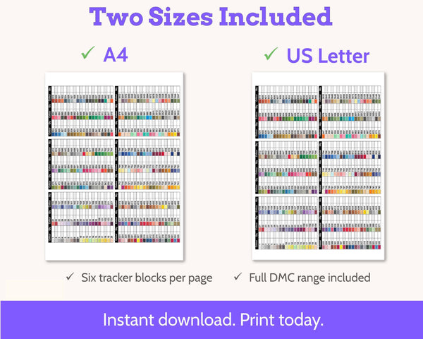 Cross Stitch DMC Number Order Floss Tracker Planner Stickers PDF