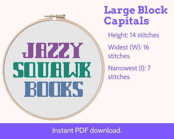 Large Block Capital Cross Stitch Alphabet Pattern PDF