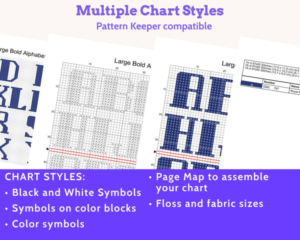 Large Block Capital Cross Stitch Alphabet Pattern PDF