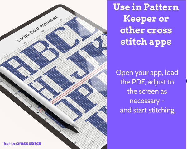 Large Block Capital Cross Stitch Alphabet Pattern PDF