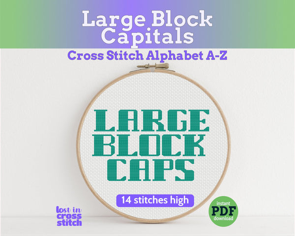 Large Block Capital Cross Stitch Alphabet Pattern PDF