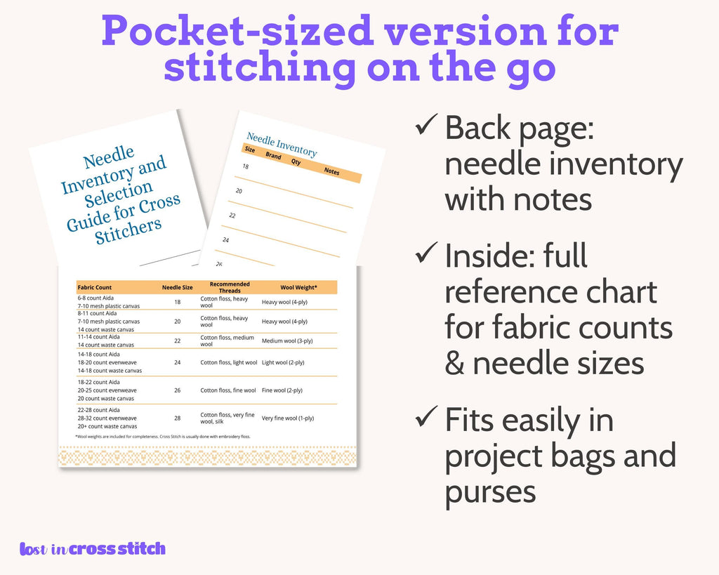Cross Stitch Needle Inventory and Selection Chart PDF