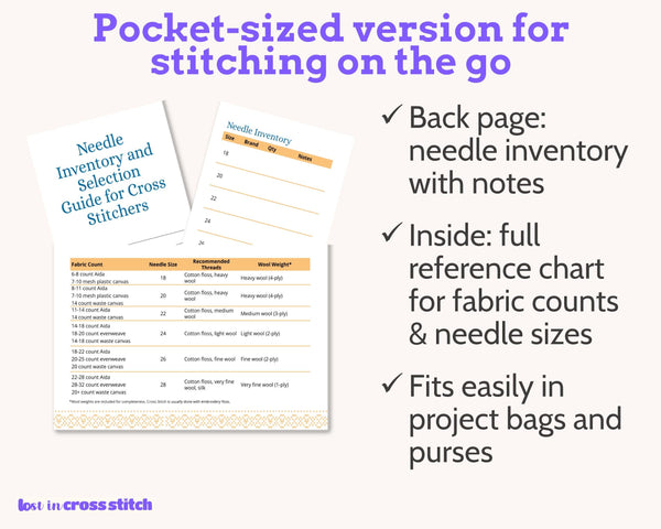 Cross Stitch Needle Inventory and Selection Chart PDF