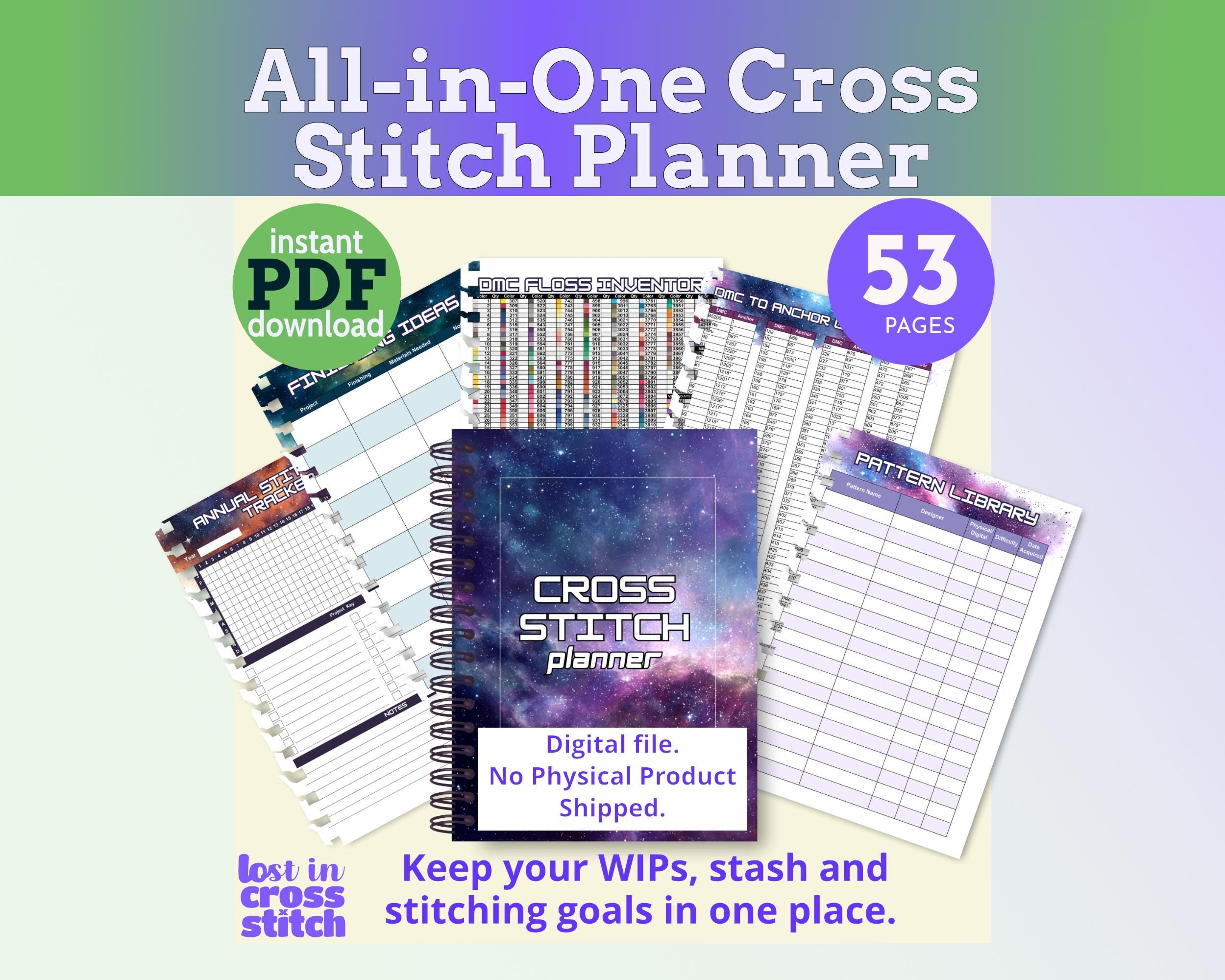 Galaxy Cross Stitch Planner Printable PDF Main image