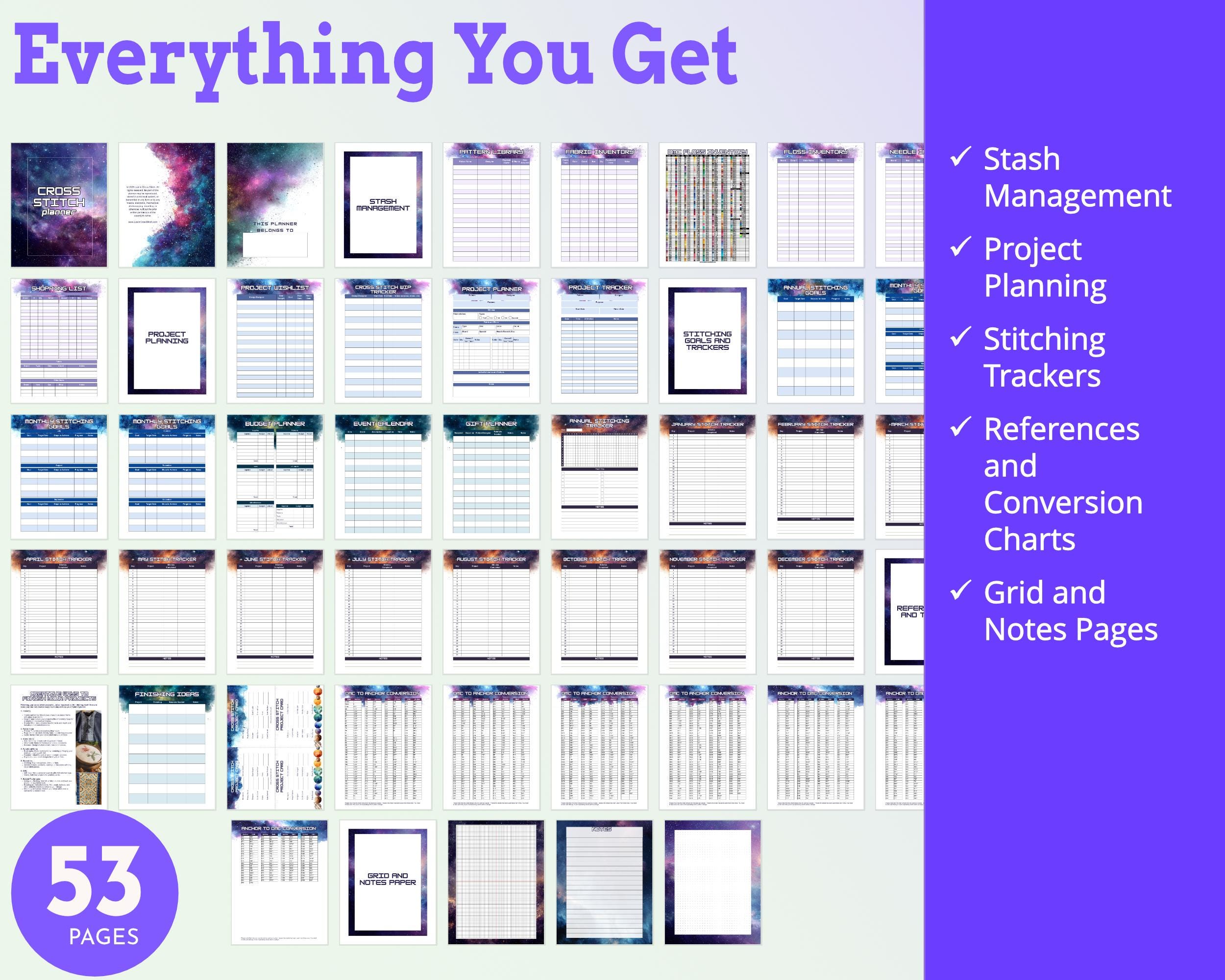 Galaxy Cross Stitch Planner Printable PDF Secondary image