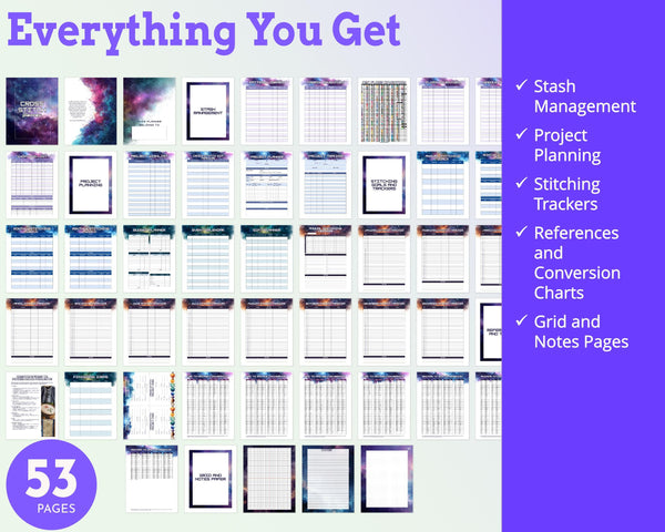 Galaxy Cross Stitch Planner Printable PDF