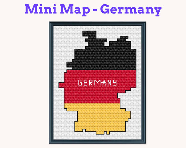 Germany Tiny flag map Digital Cross Stitch Pattern, PDF instant download