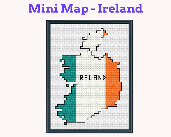 Ireland Cross Stitch Pattern: Tiny Flag Map