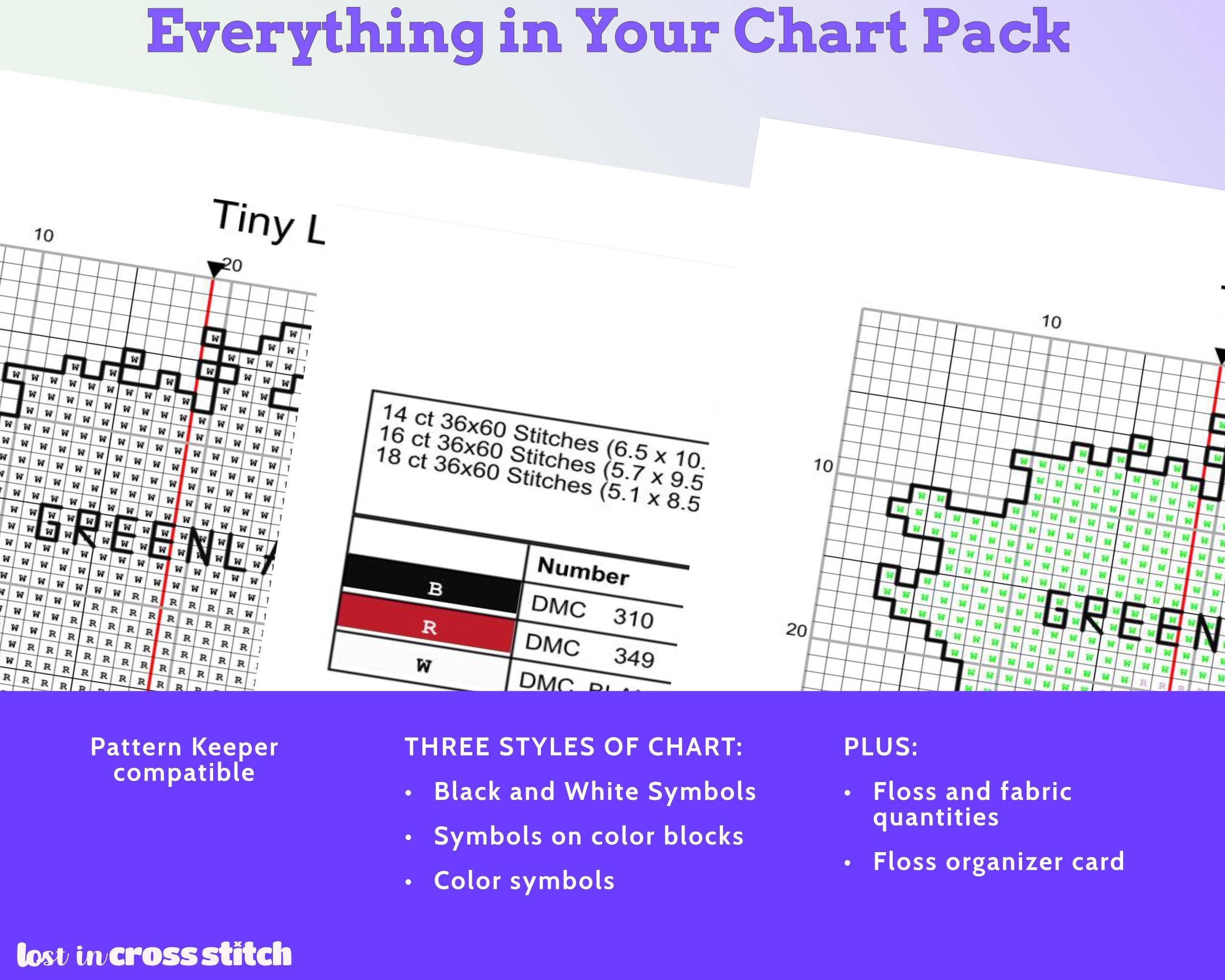 Greenland Cross Stitch Pattern: Mini Flag Map