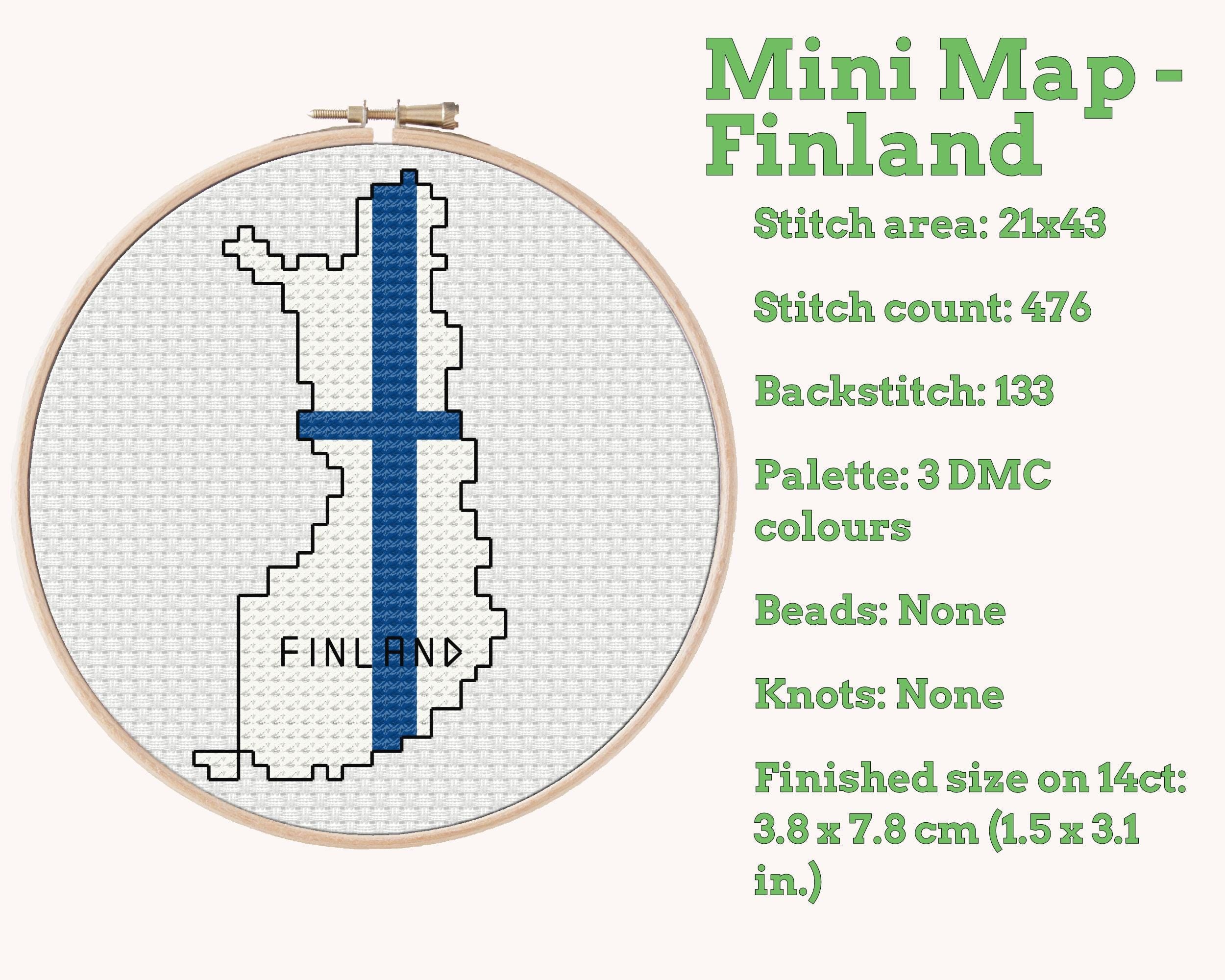 Finland Cross Stitch Pattern: Tiny Flag Map Secondary image