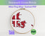 Cross stitch pattern of Denmark's flag in an embroidery hoop 