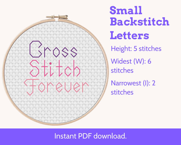 Small Backstitch Alphabet Cross Stitch Pattern