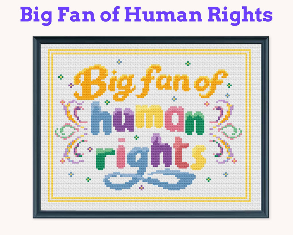 Big Fan of Human Rights Cross Stitch Pattern PDF