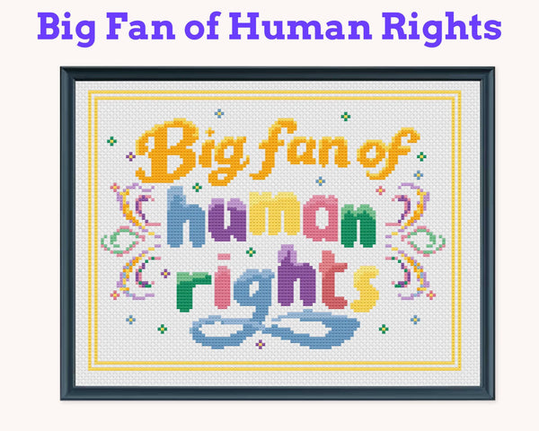 Big Fan of Human Rights Cross Stitch Pattern PDF