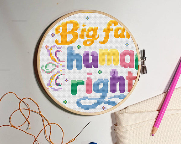 Big Fan of Human Rights Cross Stitch Pattern PDF