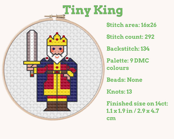 Tiny Little King Cross Stitch Pattern PDF