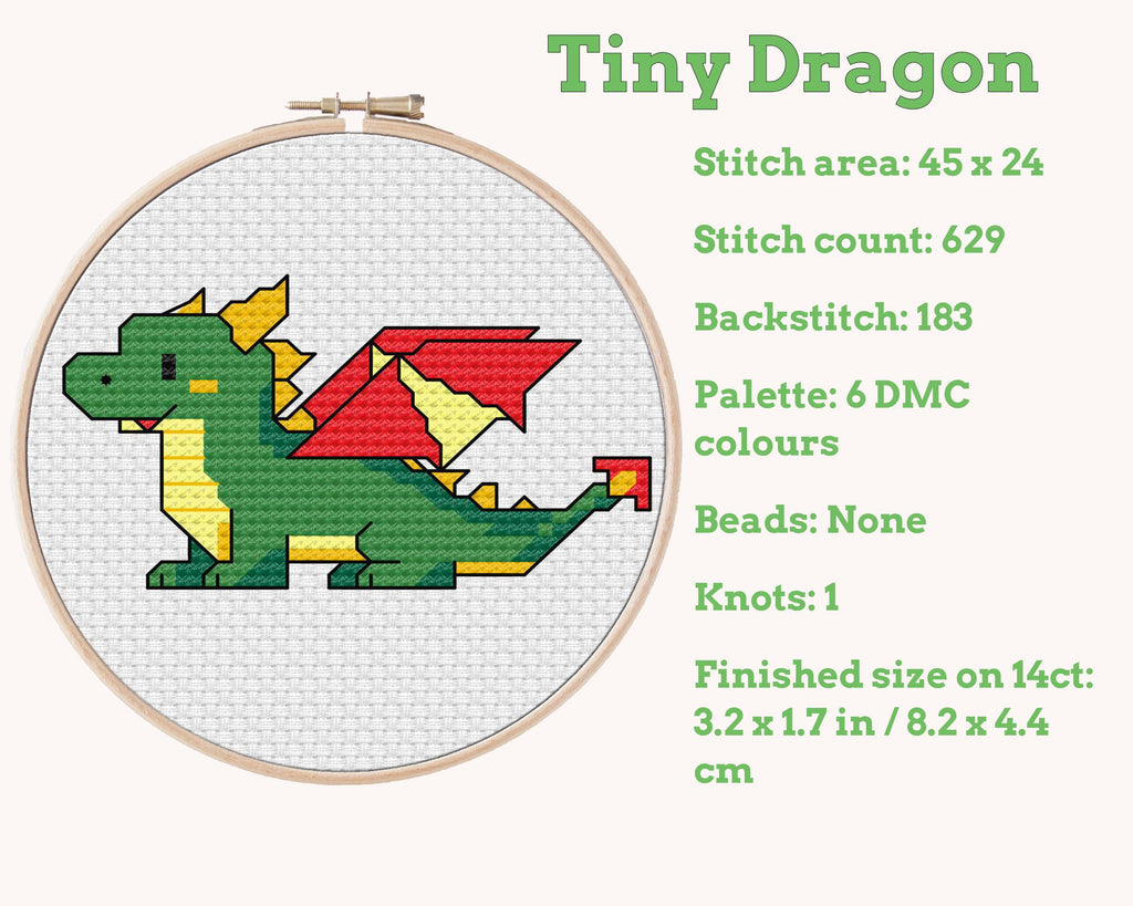 Tiny Little Dragon Cross Stitch Pattern PDF