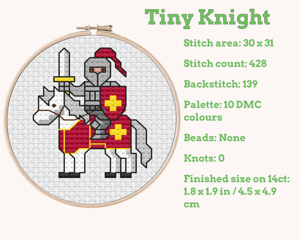 Tiny Little Knight Cross Stitch Pattern PDF