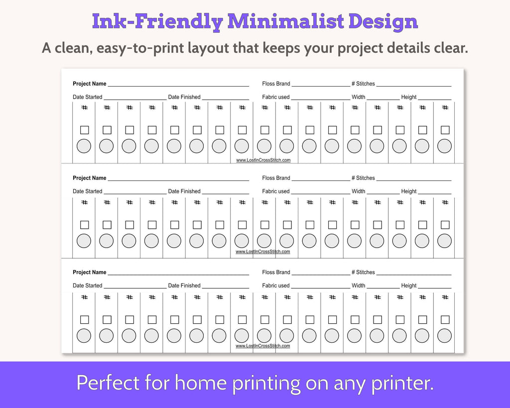 Cross Stitch Project Floss Organisation Cards PDF, Large (3 per page)