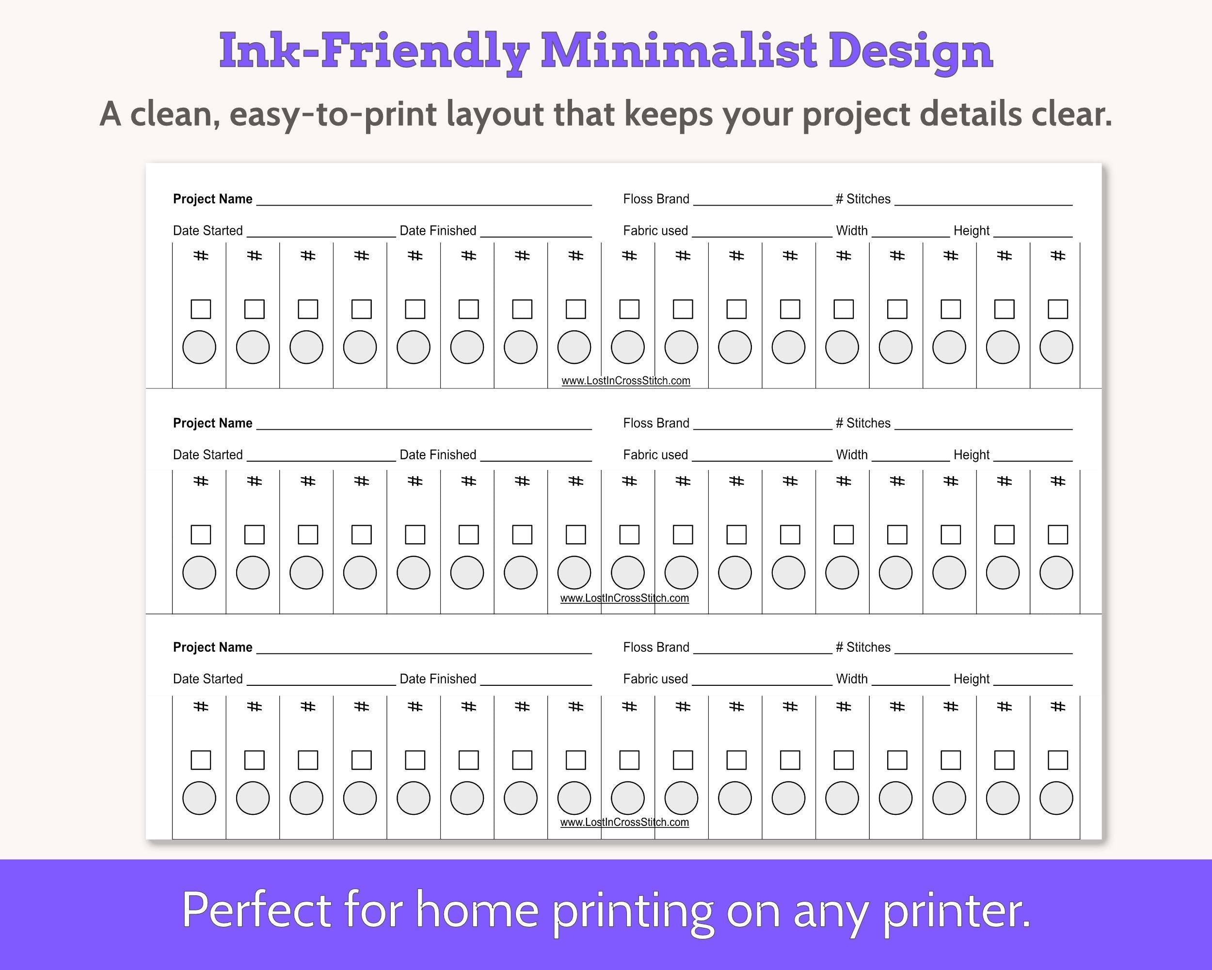 Cross Stitch Project Floss Organisation Cards PDF, Large (3 per page)