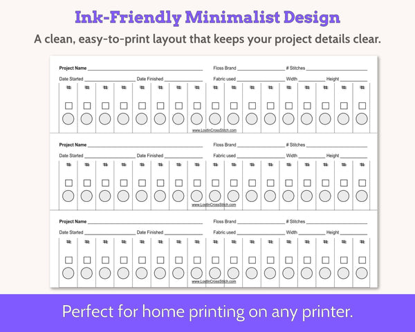 Cross Stitch Project Floss Organisation Cards PDF, Large (3 per page)