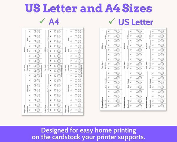 Cross Stitch Project Floss Organisation Cards PDF, Large (3 per page)