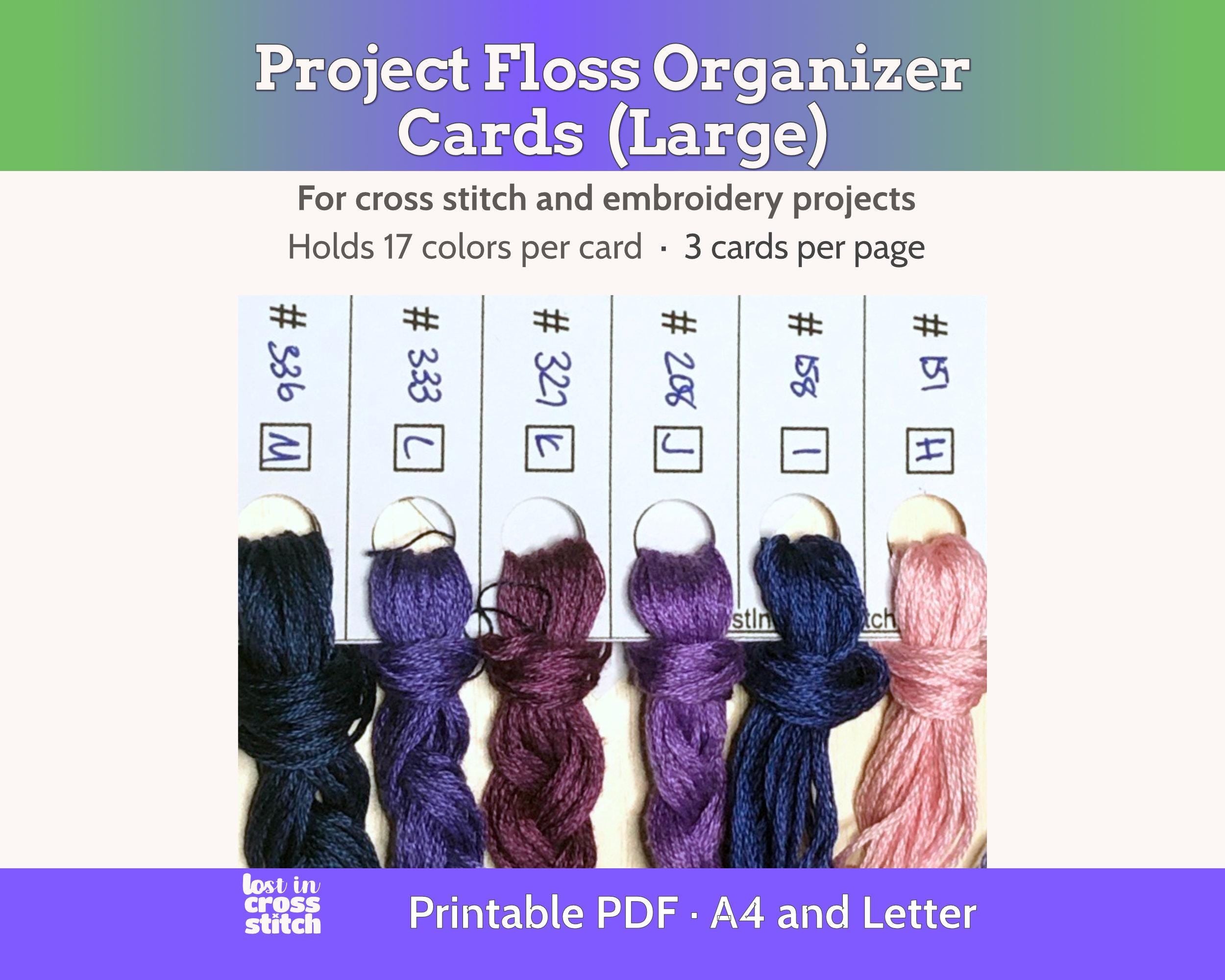 Cross Stitch Project Floss Organisation Cards PDF, Large (3 per page) Main image
