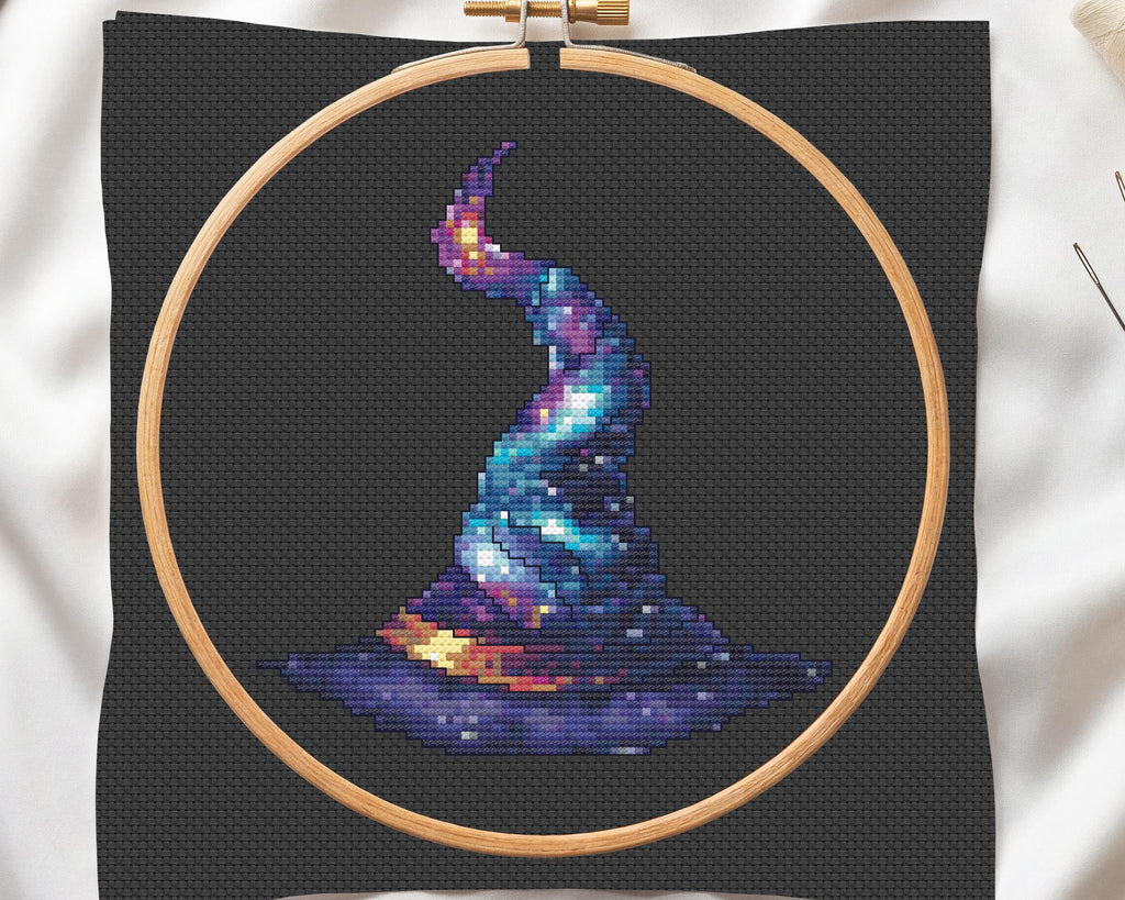 Celestial Witch's Hat Cross Stitch Pattern PDF