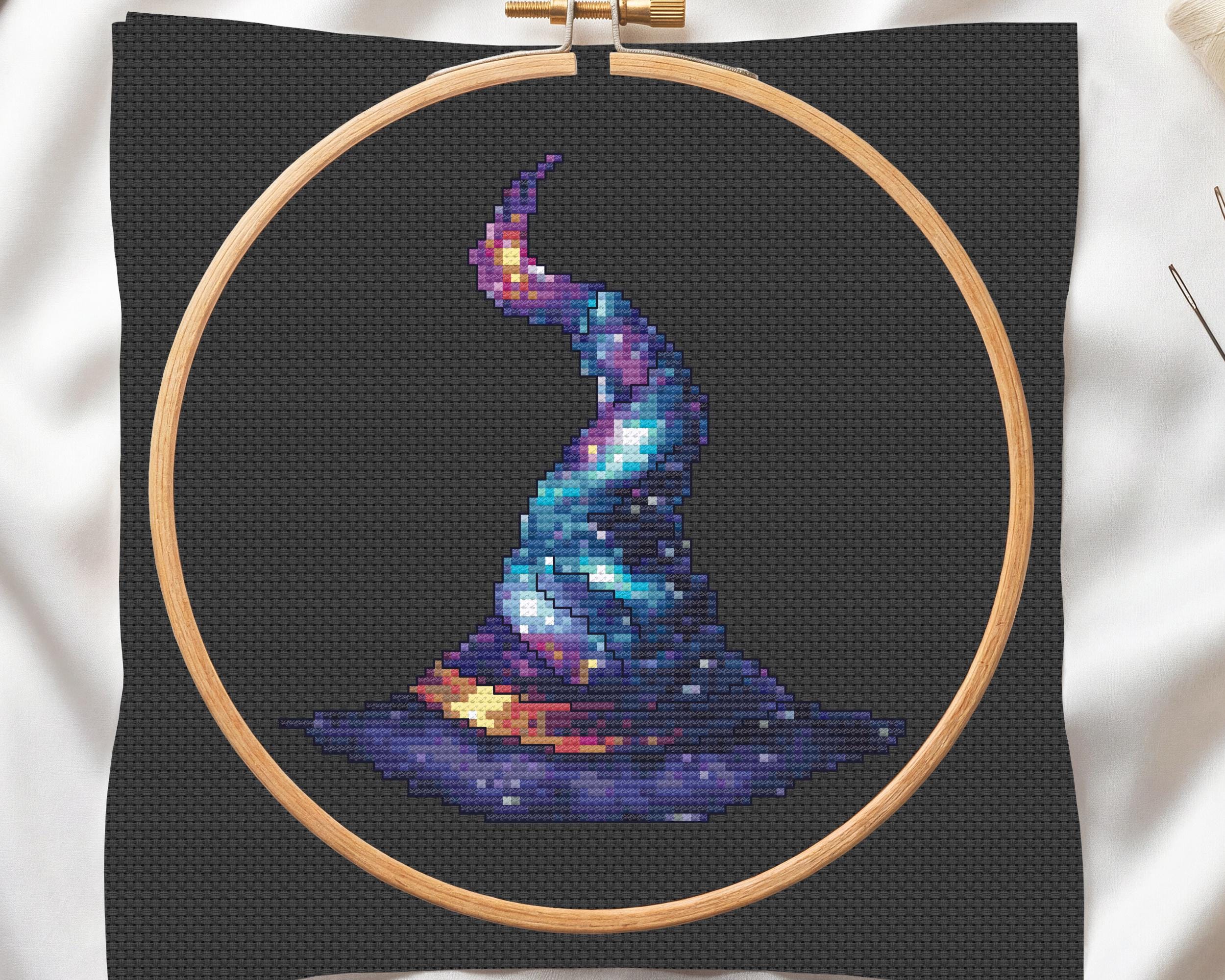 Celestial Witch's Hat Cross Stitch Pattern PDF