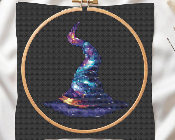 Celestial Witch's Hat Cross Stitch Pattern PDF
