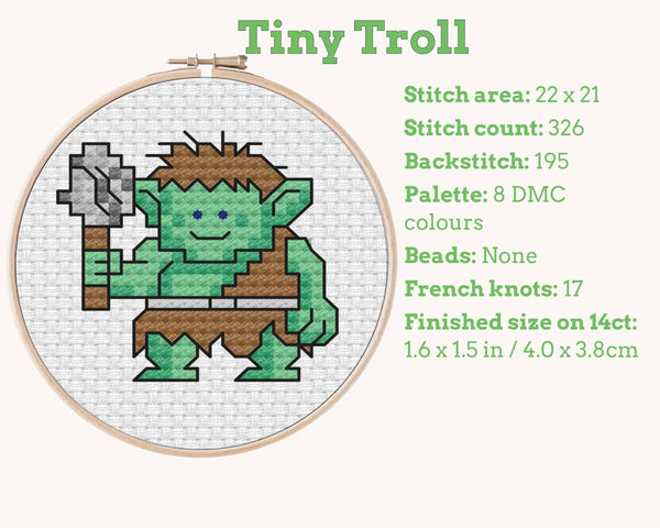 Tiny Little Troll Cross Stitch Pattern PDF