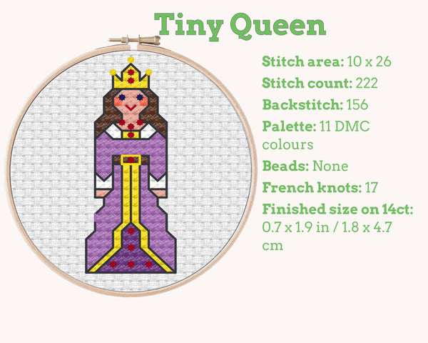 Tiny Little Queen Cross Stitch Pattern PDF