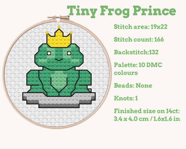 Tiny Little Frog Prince Cross Stitch Pattern PDF