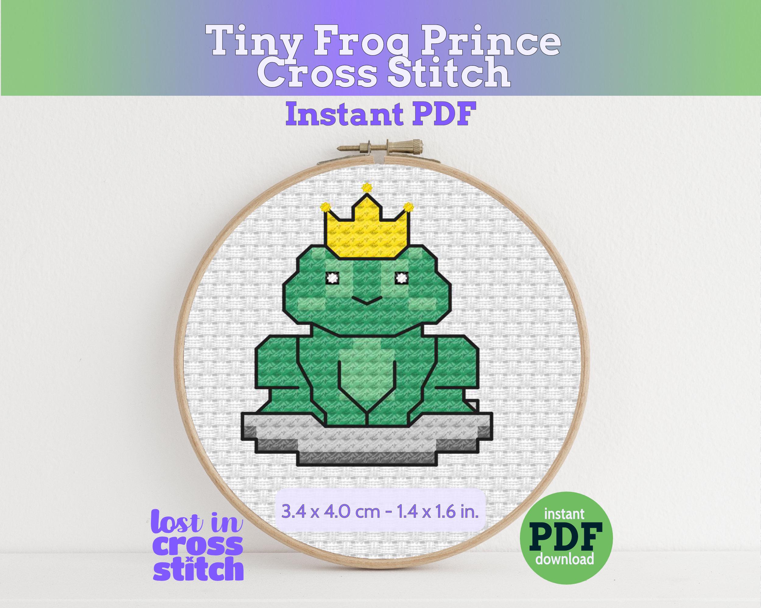 Tiny Little Frog Prince Cross Stitch Pattern PDF Main image